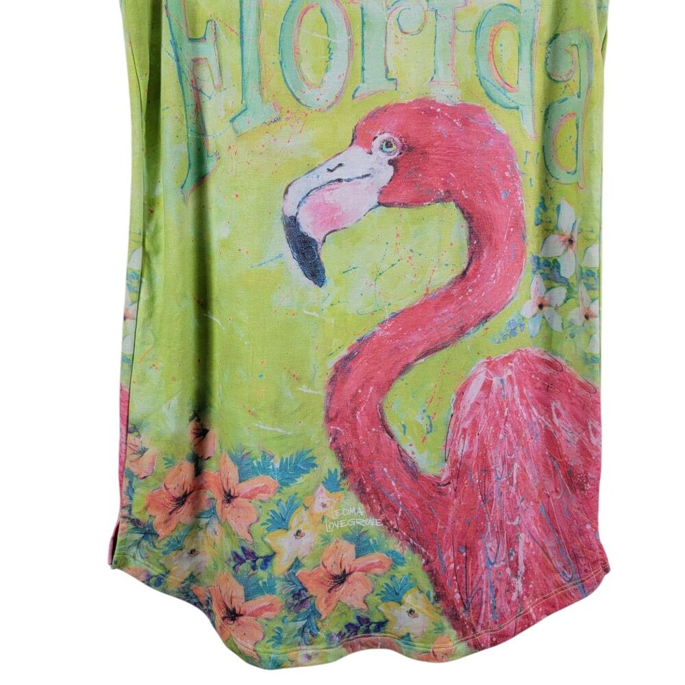 Leoma Lovegrove Womens Florida Flamingo Art Beachy Hooded Sleeveless Dress Small - Picture 4 of 9